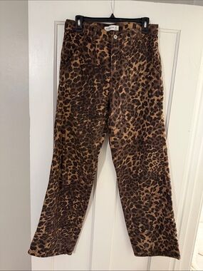 Abercrombie & Fitch Leopard Print Mid-Rise Pants - Brown & Black